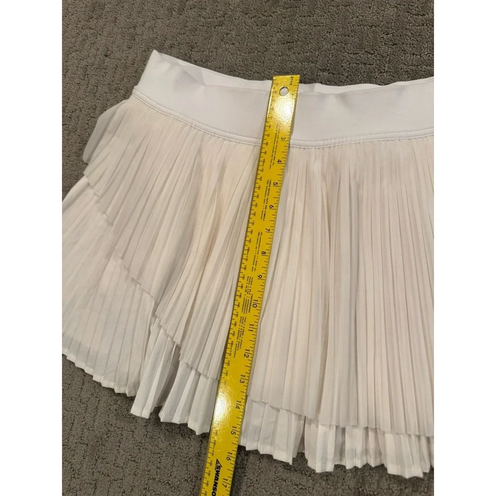 Lululemon Tiered Pleated HR Tennis Skirt White Athletic Skort 10 (G1)